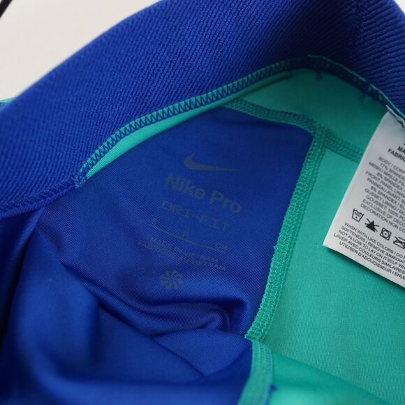 Nike Pro Dri Fit Teal Blue Green Contrast Older Kids Girls Leggings Sz S - Picture 7 of 9